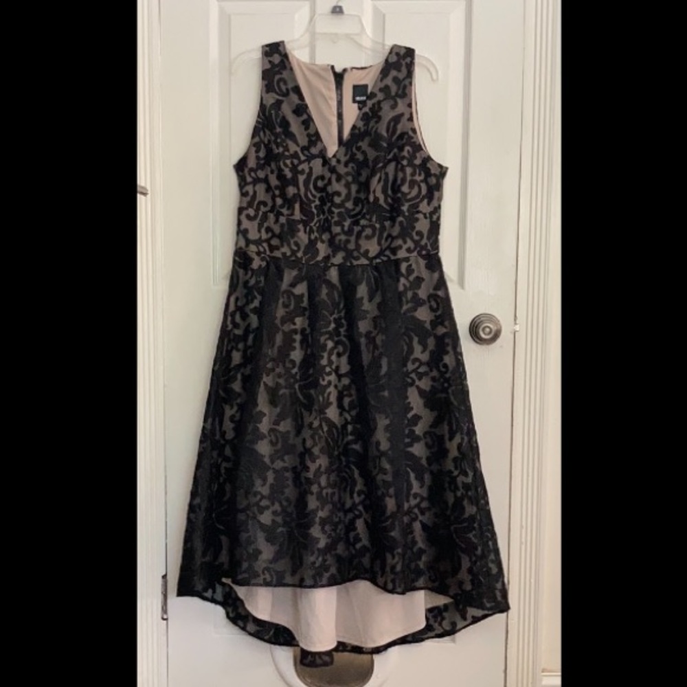 Black lace tea length Melrose dress